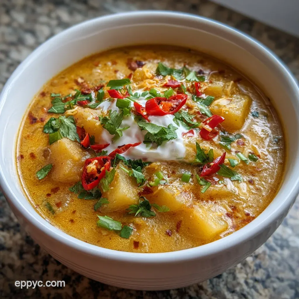 Easy One-Pot Spicy Baked Potato Soup with Bacon & Cheddar